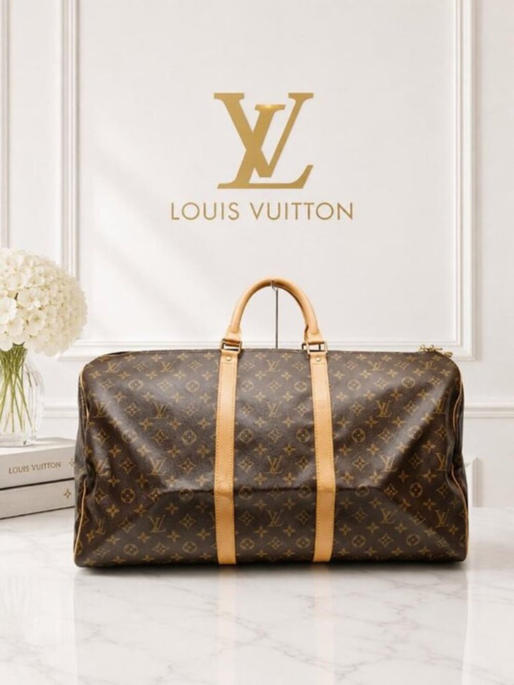 Authentic Louis Vuitton Keepall 55 Monogram Canvas Travel Duffle Bag Vintage